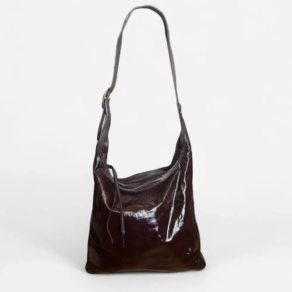 Vintage Y2k Coach Chocolate Brown Patent Hobo Shoulder Bag